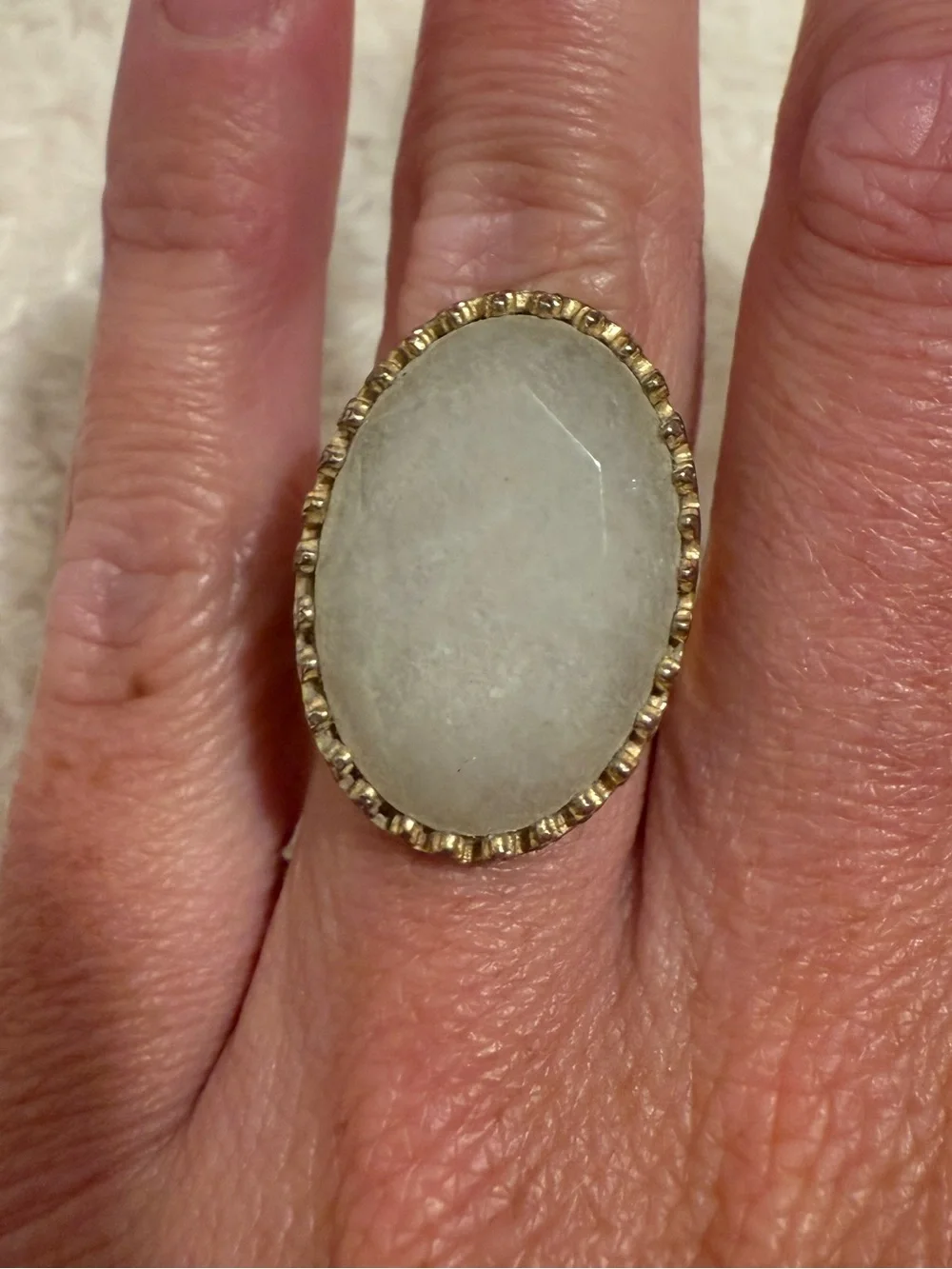 Elegant Gold-Trim Oval Cocktail Ring - Women's Jewelry